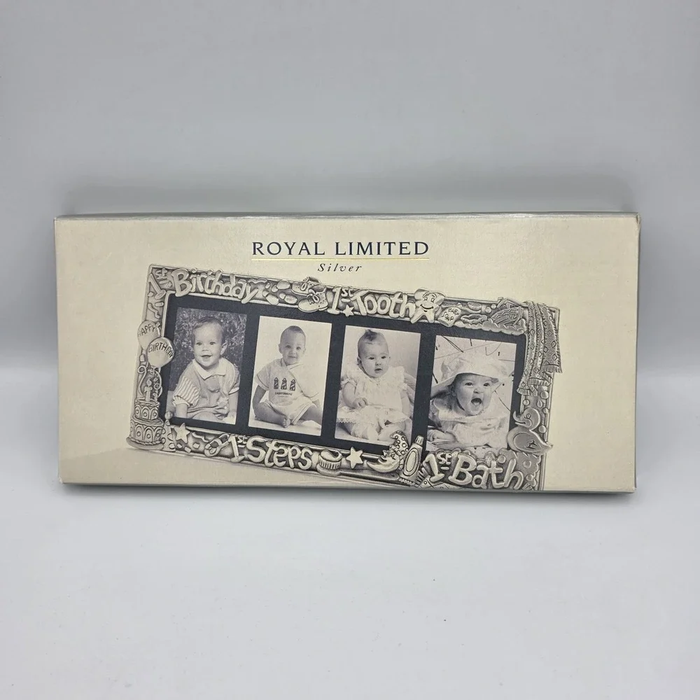 New Vtg 1997 Royal Limited Silver Baby Panoramic Photo Picture Frame #121570